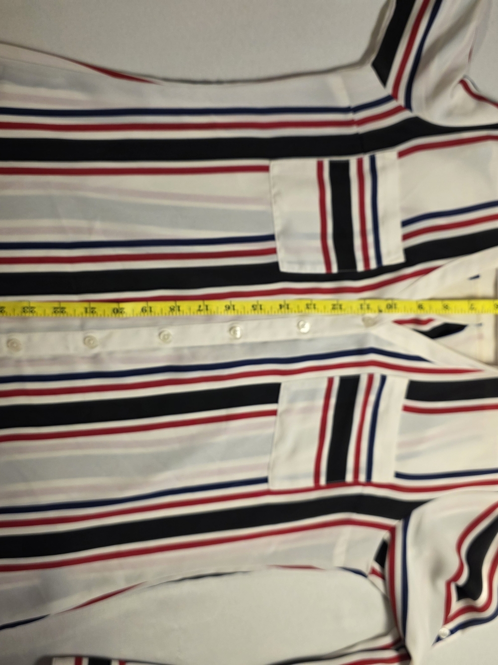 Express White Button-Down Shirt with Red, Navy & Black Stripes - Picture 10 of 10